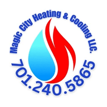 A logo of magic city heating and cooling